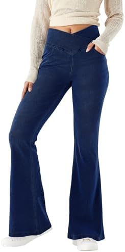  LaiEr Women's Bootcut Jeans V Crossover High Waist Pull on Casual Bell Fitness Pants
| LaiEr Women's High Elasticity De