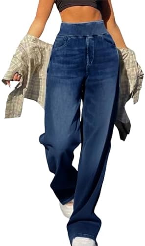  High Waist Wide Leg Jeans Stretch Denim Casuale per Donne da Ufficio e Vita Notte
| Comfortable Elastic Waist Band Wide