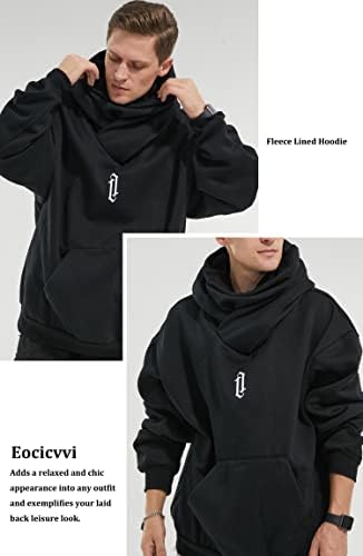 Eocicvvi Uomo Sweatshirt Collo Descallucato High Neck Pullover Stile Hip Hop Comfortevole Autunno Inverno Moda