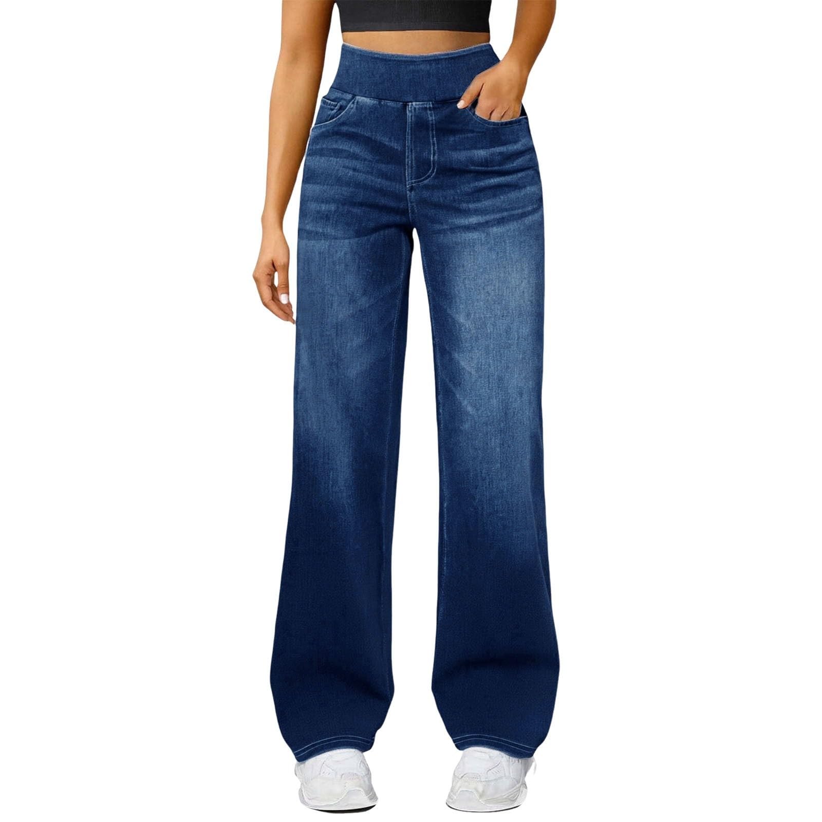  High Waist Wide Leg Jeans Stretch Denim Casuale per Donne da Ufficio e Vita Notte
| Comfortable Elastic Waist Band Wide