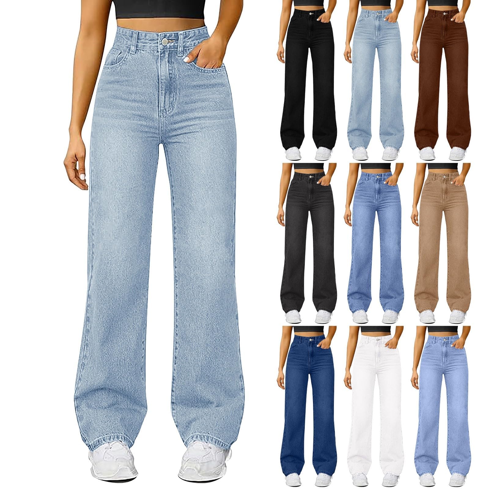 Italiano:
Jeans Women's High Waist Baggy Autunno Inverno Vintage Stretch Denim Holiday Office Home Sport